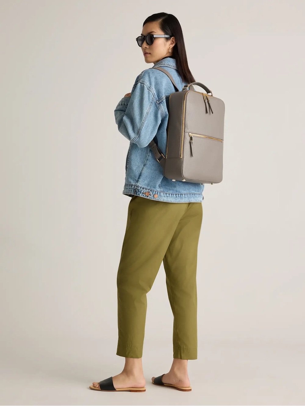 Quince Marlow Leather Laptop Backpack with Gold Hardware - Picture 6 of 12